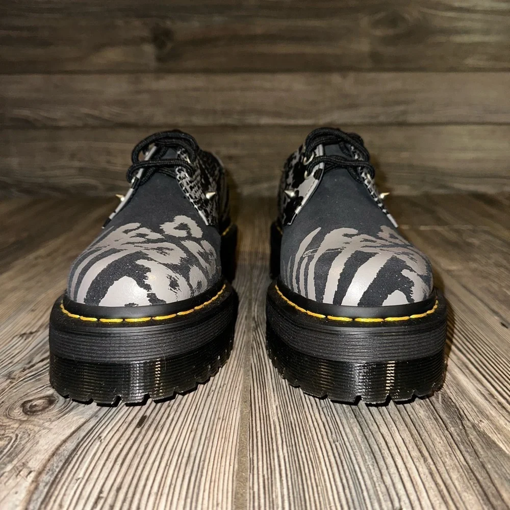 Dr. Martens 1461 Quad Animal Clash Leather & Suede Studded Platform Shoes US 6